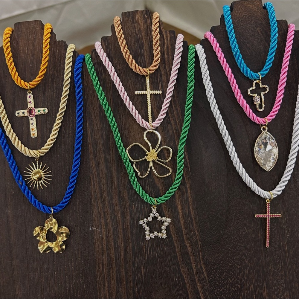 Handcrafted Colorful Rope Chain Necklace Set
